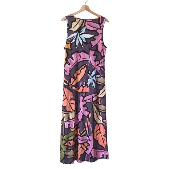 Soft Surroundings Women's Joylyn Cinched Waist Palm Leaf Print Maxi Dress Large - Picture 3 of 8